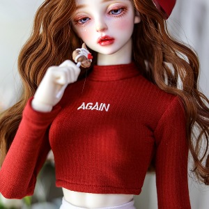 娃娃衣服 Pre-order Tyra knit crop top deep red