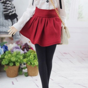 娃娃衣服 Pre-order MSD Flare mini skirt Burgundy