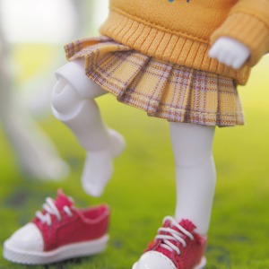娃娃衣服 LATI-Y Check Pleated Skirt Yellow