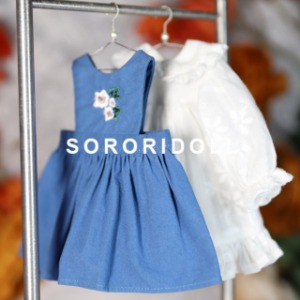 娃娃衣服  2022 Spring Season Limited Blue Spring Flower Dress Set USD Size