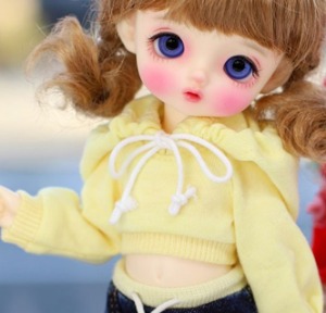 娃娃衣服 Pre-order Little Cute Crop Hooded-T Yellow