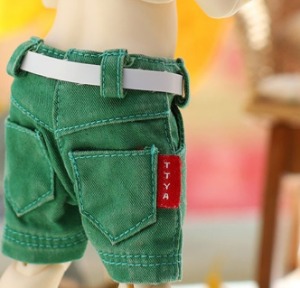 娃娃衣服 Pre-order Little Washing Baggy Cotton Short Pants Green