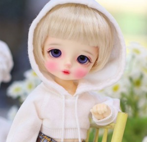 娃娃衣服 Pre-order Little Cute Crop Hooded-T White