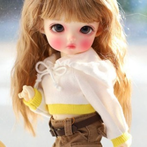娃娃衣服 Pre-order Little Vivid Cute Crop Hooded T Yellow