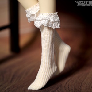 娃娃衣服 KDF frill half stockings white