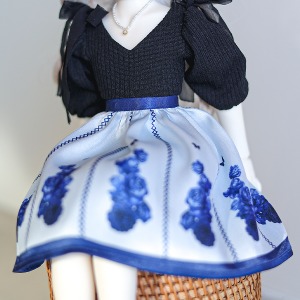 娃娃衣服 Pre-order Mini Blair Skirt Navy Rose